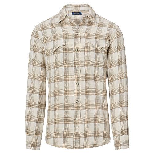Polo Ralph Lauren Plaid Cotton Western Shirt Natural/tan Multi