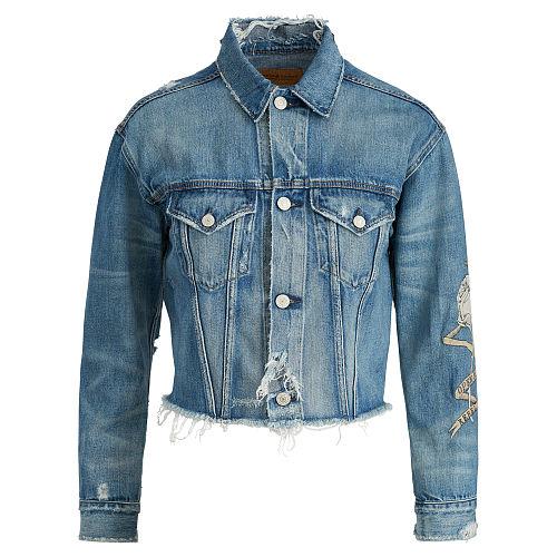 Ralph Lauren Denim & Supply Patched Denim Boyfriend Jacket Blue