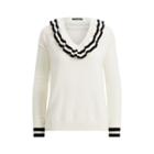 Ralph Lauren Ruffled Cotton-blend Sweater Cream/polo Black Sp