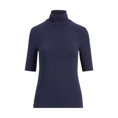 Ralph Lauren Jersey Turtleneck Top Rl Navy Sp