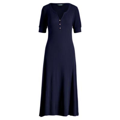 Ralph Lauren Cotton Fit-and-flare Dress Navy