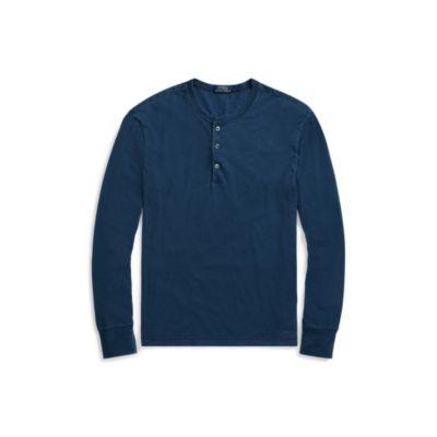 Ralph Lauren Indigo-dyed Cotton Henley Dark Indigo