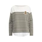 Ralph Lauren Striped Layered Cotton Sweater Chalk/sage Moss