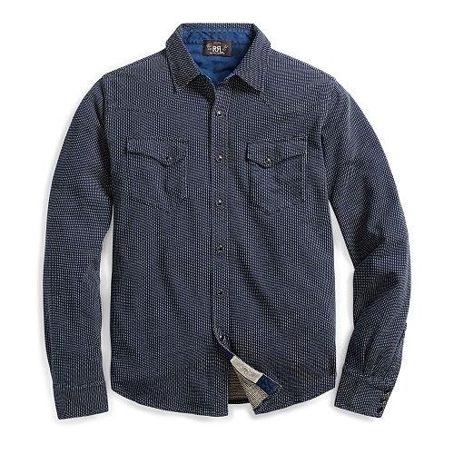 Ralph Lauren Rrl Indigo Jacquard Western Shirt