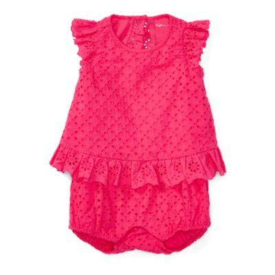 Ralph Lauren Eyelet Flyaway-back Romper Ultra Pink 3m