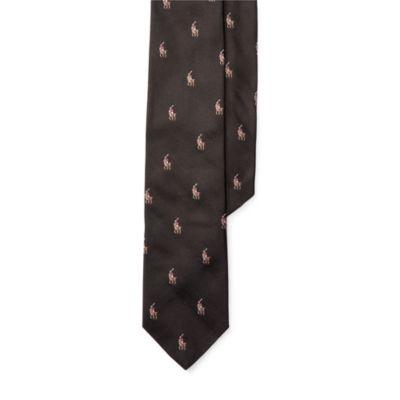 Ralph Lauren Allover Pony Silk Repp Tie Black
