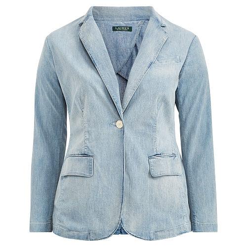 Ralph Lauren Lauren Woman Single-button Denim Blazer Shoreline Wash