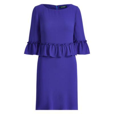 Ralph Lauren Ruffled Stretch Jersey Dress Cliffside Violet