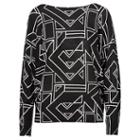 Ralph Lauren Lauren Petite Geometric-print Sweater Polo Black/herbal Milk