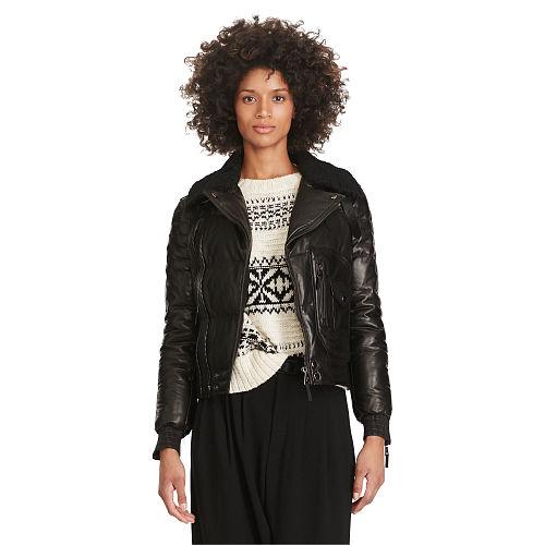 Polo Ralph Lauren Shearling-trim Leather Jacket Polo Black