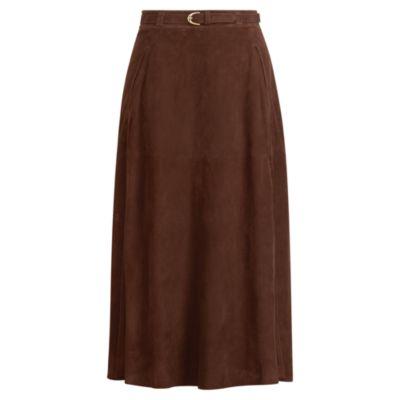 Ralph Lauren Carlton Suede Pencil Skirt Umber