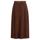 Ralph Lauren Carlton Suede Pencil Skirt Umber