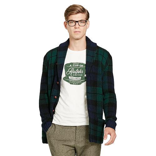Polo Ralph Lauren Plaid Wool Shawl Cardigan Plaid