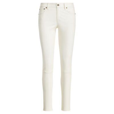 Ralph Lauren Stretch Leather Skinny Jean Clubhouse Cream