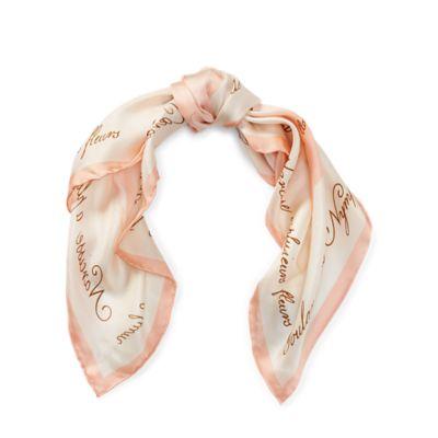 Ralph Lauren Flower Silk Twill Scarf Cream