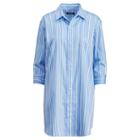 Ralph Lauren Lauren Striped Sateen Sleep Shirt Blue Multi Stripe