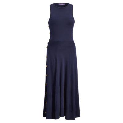 Ralph Lauren Silk Fit-and-flare Dress Bright Navy