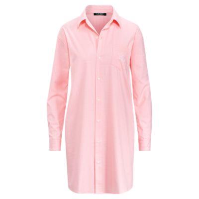 Ralph Lauren Checked Cotton Sleep Shirt Pinkprt