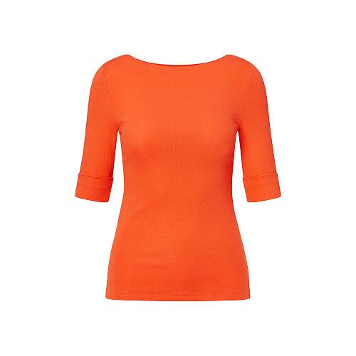 Ralph Lauren Lauren Stretch Cotton Boatneck Top Sunset Orange