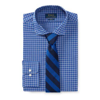 Ralph Lauren Slim Fit Plaid Poplin Shirt 2279 Royal/white