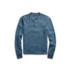 Ralph Lauren Indigo Jacquard-knit Henley Washed Blue Indigo