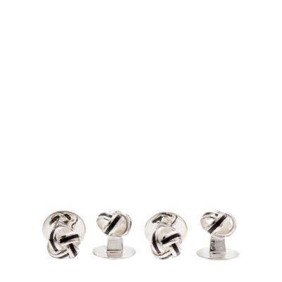 Ralph Lauren Sterling Knot Stud Set Silver/black