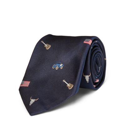 Ralph Lauren Americana Silk Repp Narrow Tie Navy