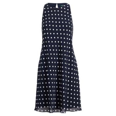 Ralph Lauren Polka-dot Casual Dress Lh Navy/colonial Cream