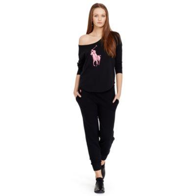 Ralph Lauren Pink Pony French Terry Jogger Collection Black