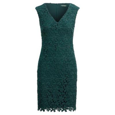 Ralph Lauren Floral Lace Dress Woodland Green