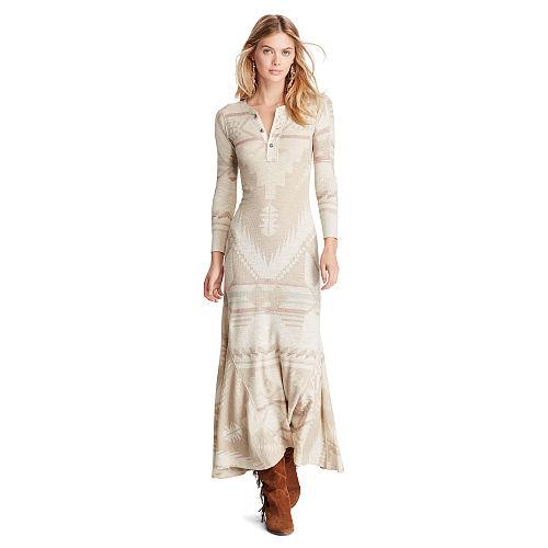 Polo Ralph Lauren Cotton Henley Maxidress Bcn Print