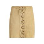 Ralph Lauren Lace-up Suede Miniskirt Madison Tan