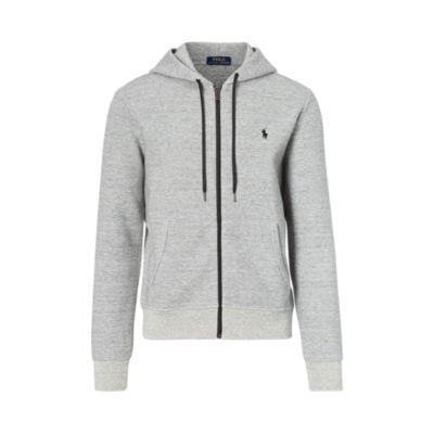 Ralph Lauren Double-knit Full-zip Hoodie Salt And Pepper Heathr