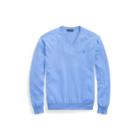 Ralph Lauren Cotton V-neck Sweater Nantucket Blue Heather