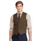 Polo Ralph Lauren Windowpane Wool Vest Olive W/blue And Red