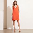 Ralph Lauren Lauren Crepe Sleeveless Shift Dress Orange