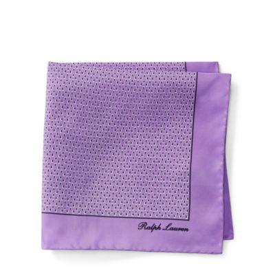 Ralph Lauren Geometric Silk Pocket Square Orchid