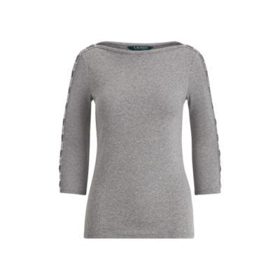 Ralph Lauren Lace-up-sleeve Cotton Shirt Cityscape Grey Heather