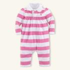 Ralph Lauren Rugby-striped Cotton Coverall Carmel Pink Multi 3m