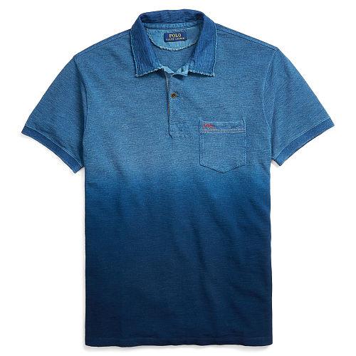 Polo Ralph Lauren Custom Fit Cotton Mesh Polo Indigo Dip Dye