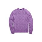 Ralph Lauren Boxy Cable Cotton Sweater Purple