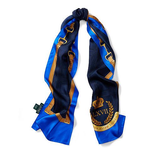 Ralph Lauren Lauren Tania Silk Scarf Navy/blue Border