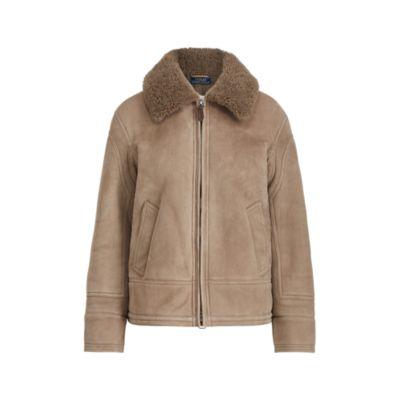 Ralph Lauren Shearling Bomber Jacket Dark Taupe