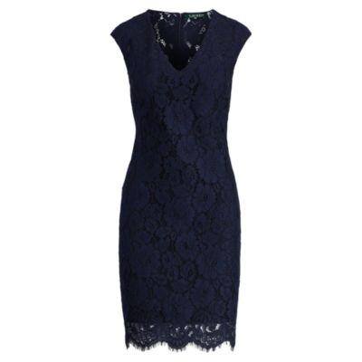 Ralph Lauren Lace V-neck Dress Lighthouse Navy