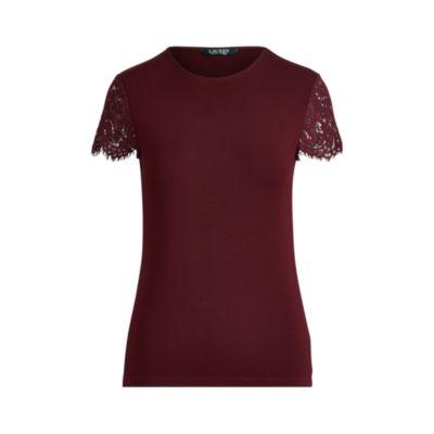 Ralph Lauren Lace-sleeve T-shirt Red Sangria Xlp
