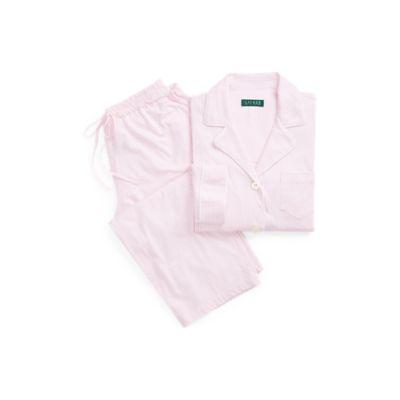Ralph Lauren Cotton Capri Sleep Set Pink White Stripe