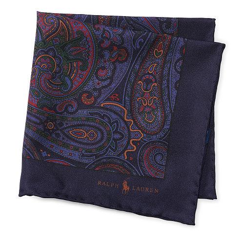 Polo Ralph Lauren Paisley Silk Pocket Square Navy