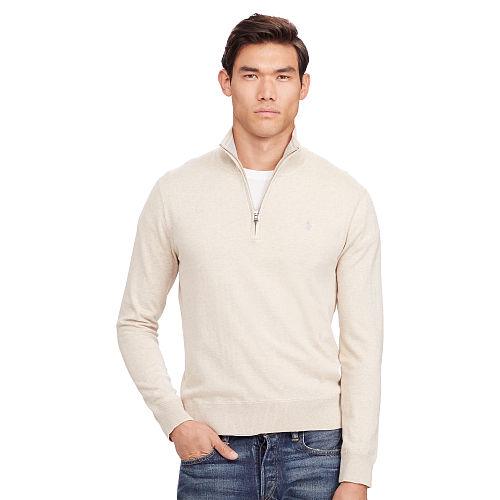 Polo Ralph Lauren Cotton Half-zip Sweater Oatmeal Heather
