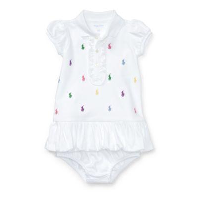 Ralph Lauren Allover Pony Dress & Bloomer White 3m