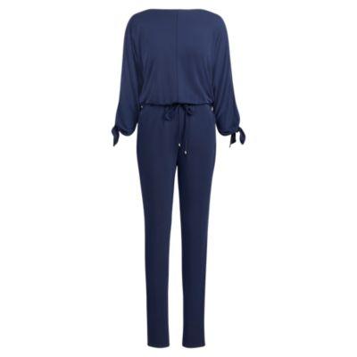 Ralph Lauren Slit-sleeve Jersey Jumpsuit Navy